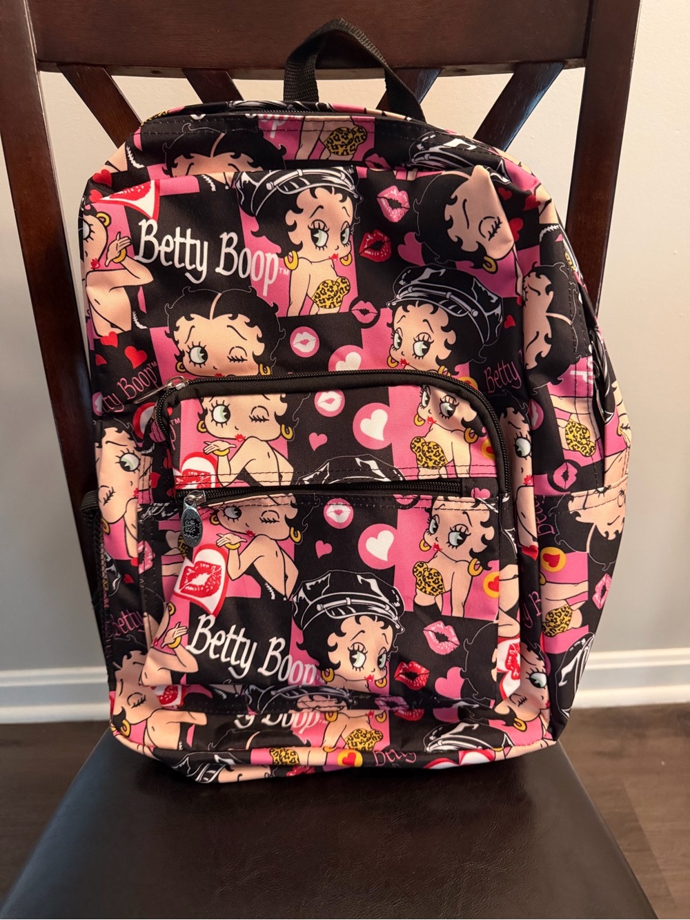 Betty Boop Pink and Black Graphic Backpack